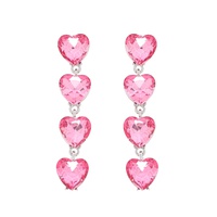 4-TIER CRYSTAL RHINESTONE HEART SHAPED EARRINGS